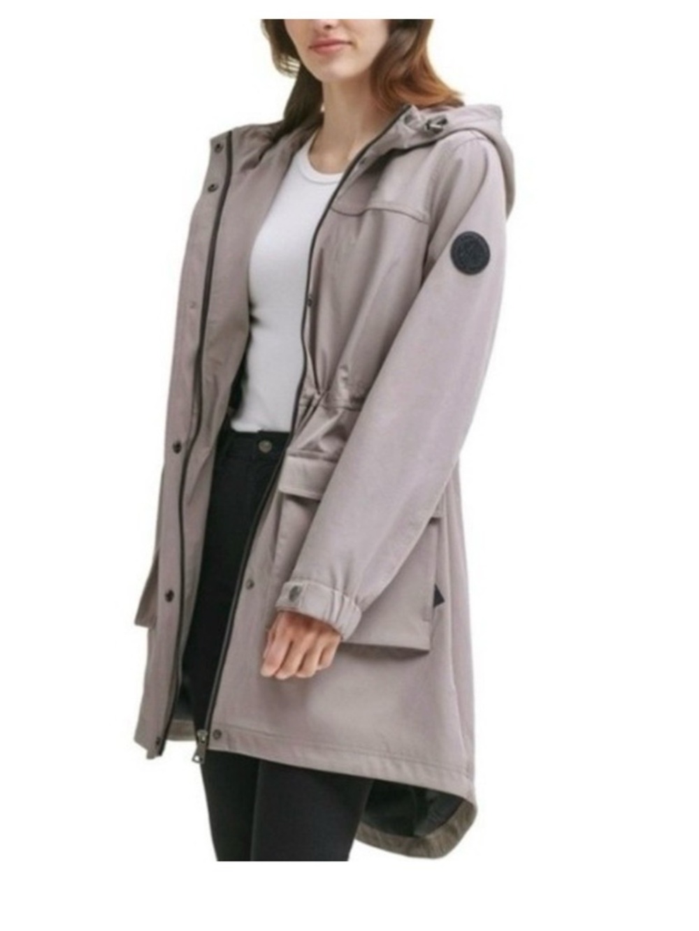 DKNY Taupe Hooded Utility Parka